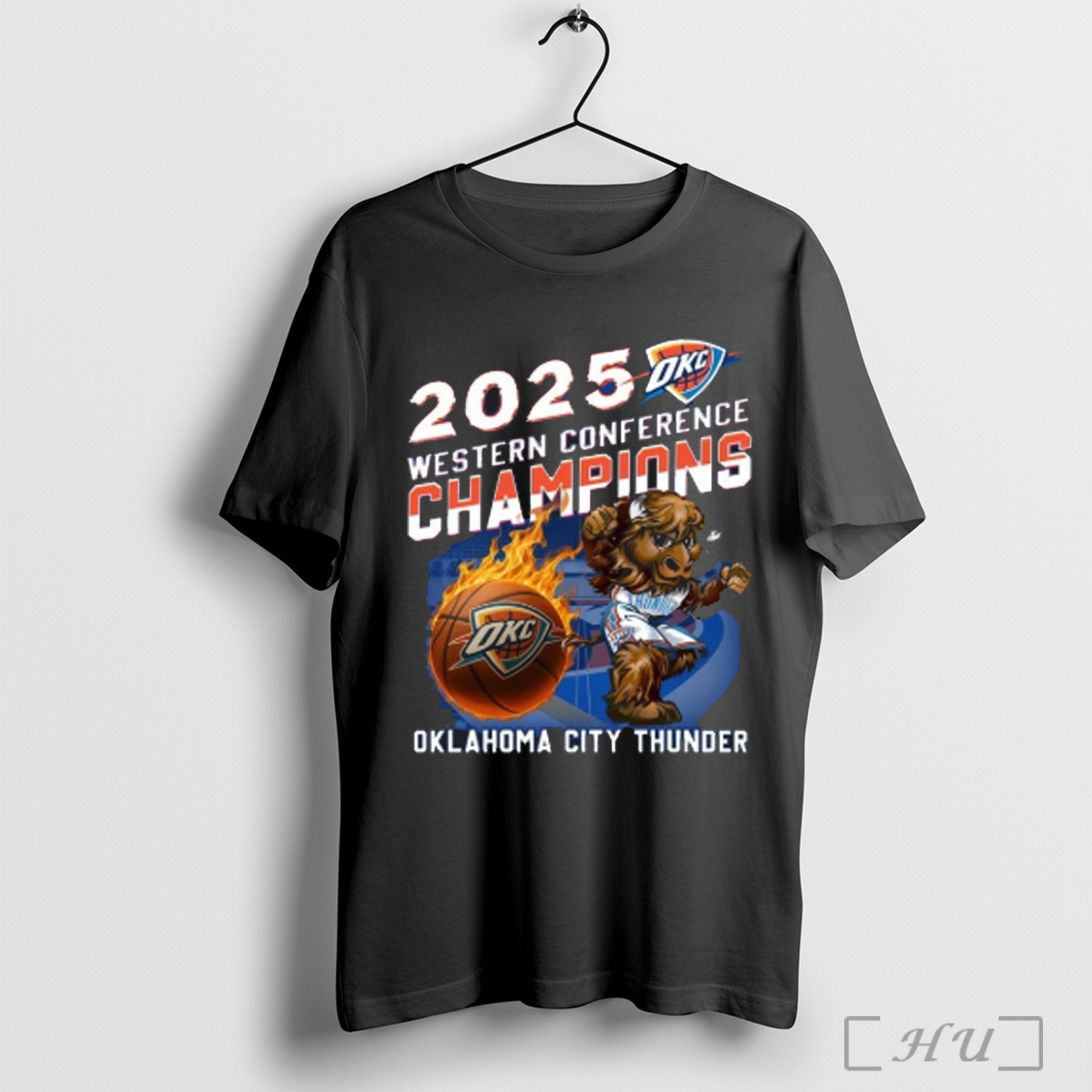 2025 Western Conference Champions Oklahoma City Thunder Mascot T Shirt Sweatshirt