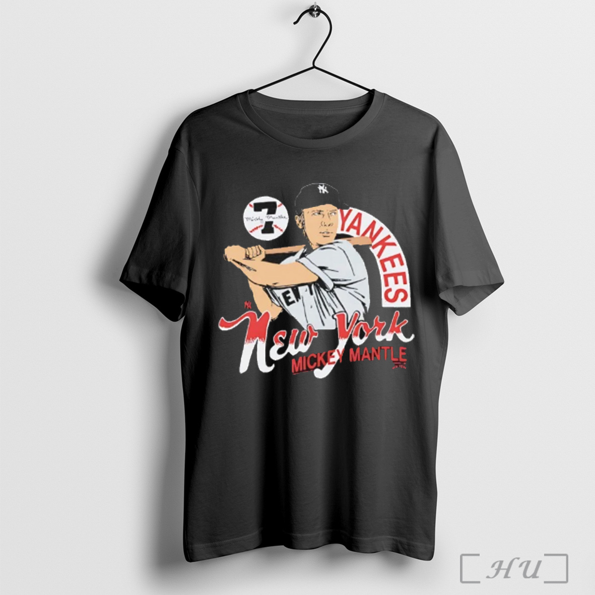 Mickey Mantle New York Yankees Signature Cartoon T Shirt Sweatshirt