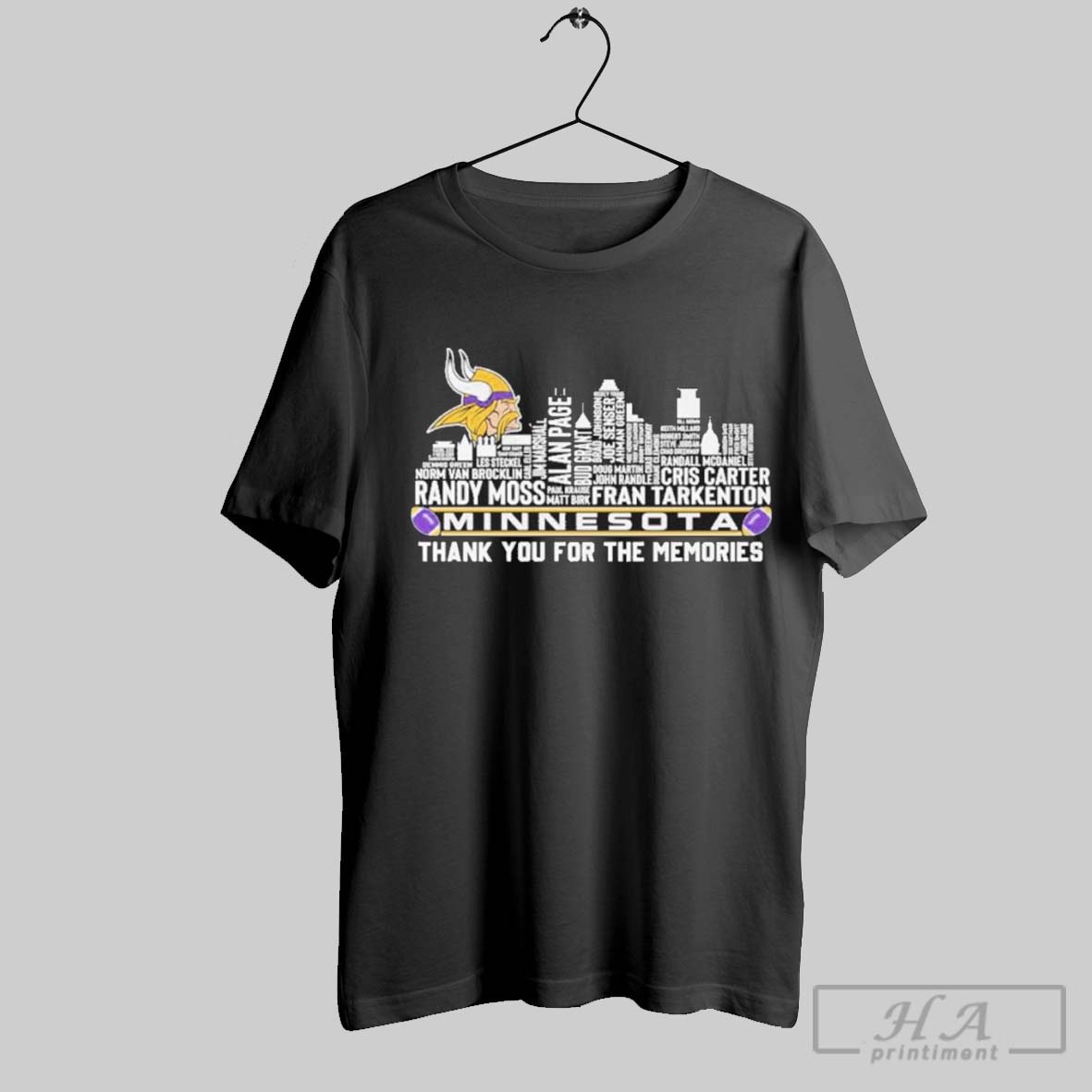 Minnesota Vikings Skyline City Players Names Thank You For The Memories Unisex T Shirt