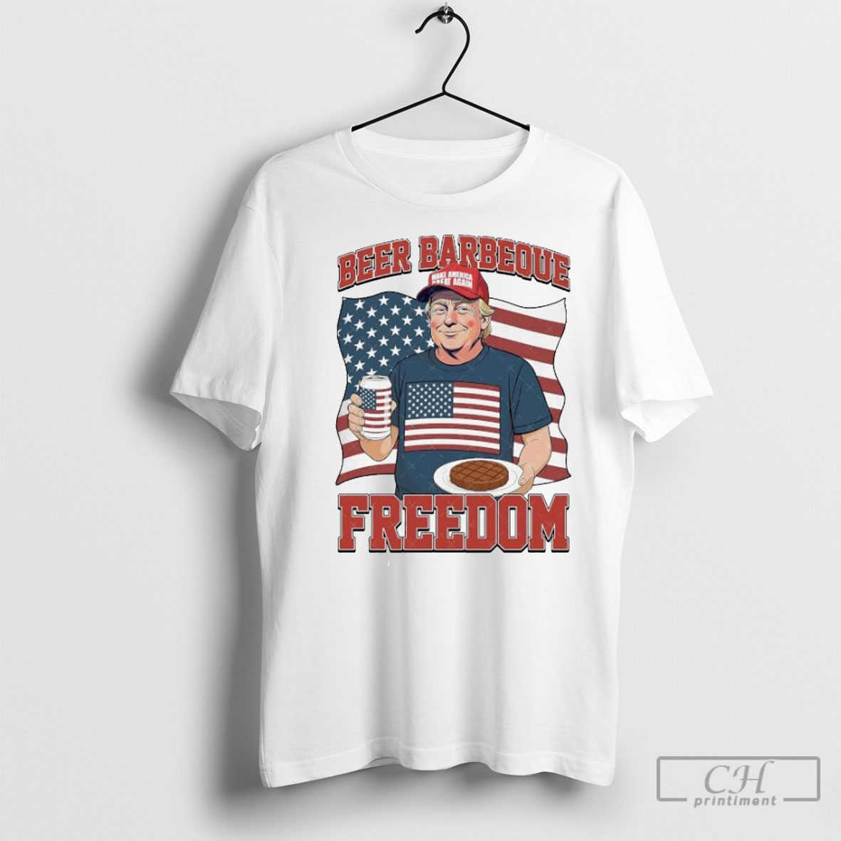 Official Beer Barbeque Freedom Donald Trump Flag 2025 Shirt
