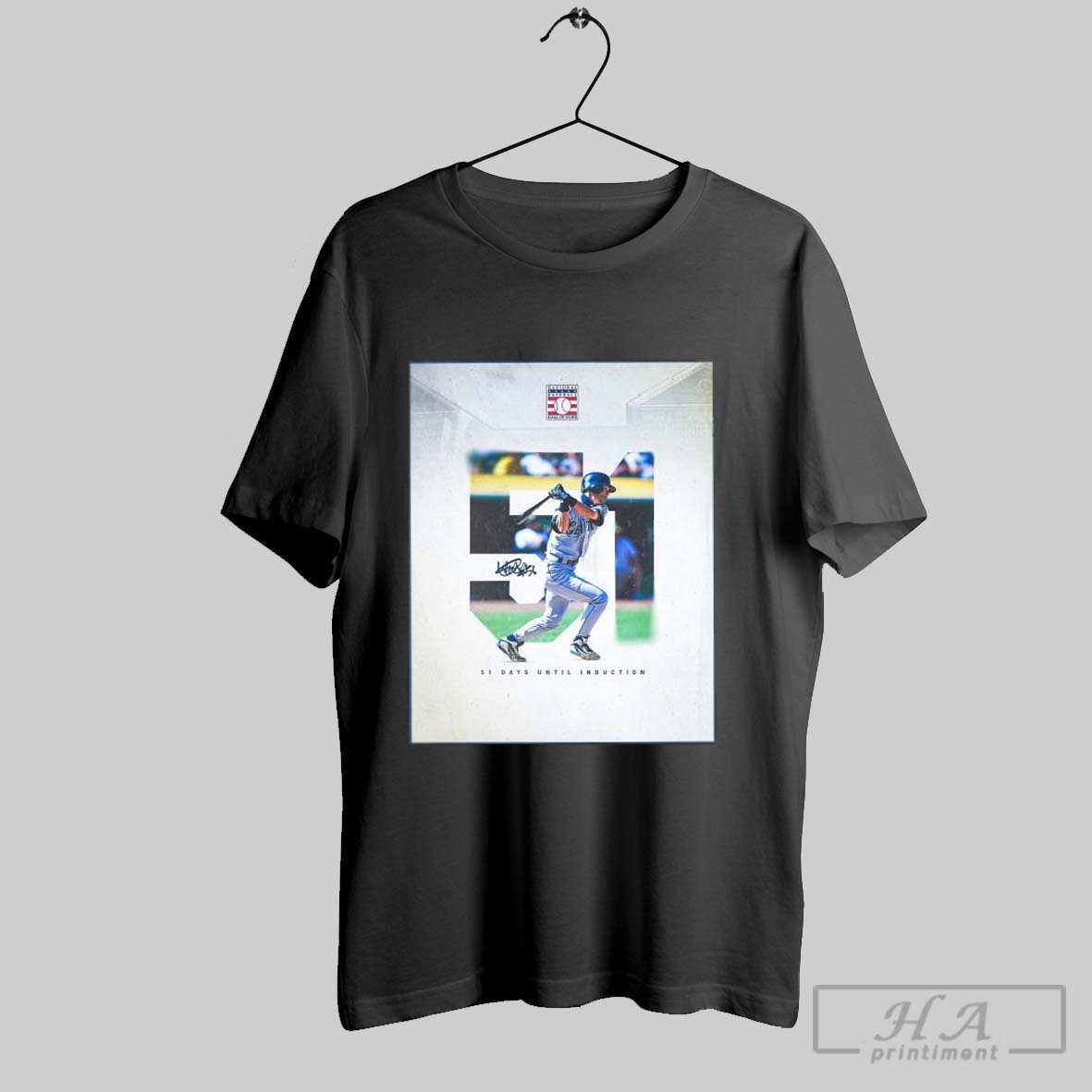 Official Poster Seattle Mariners Ichiro Suzuki 51 Days Until Induction National Baseball Hall Of Fame 2025 Signature T Shirt