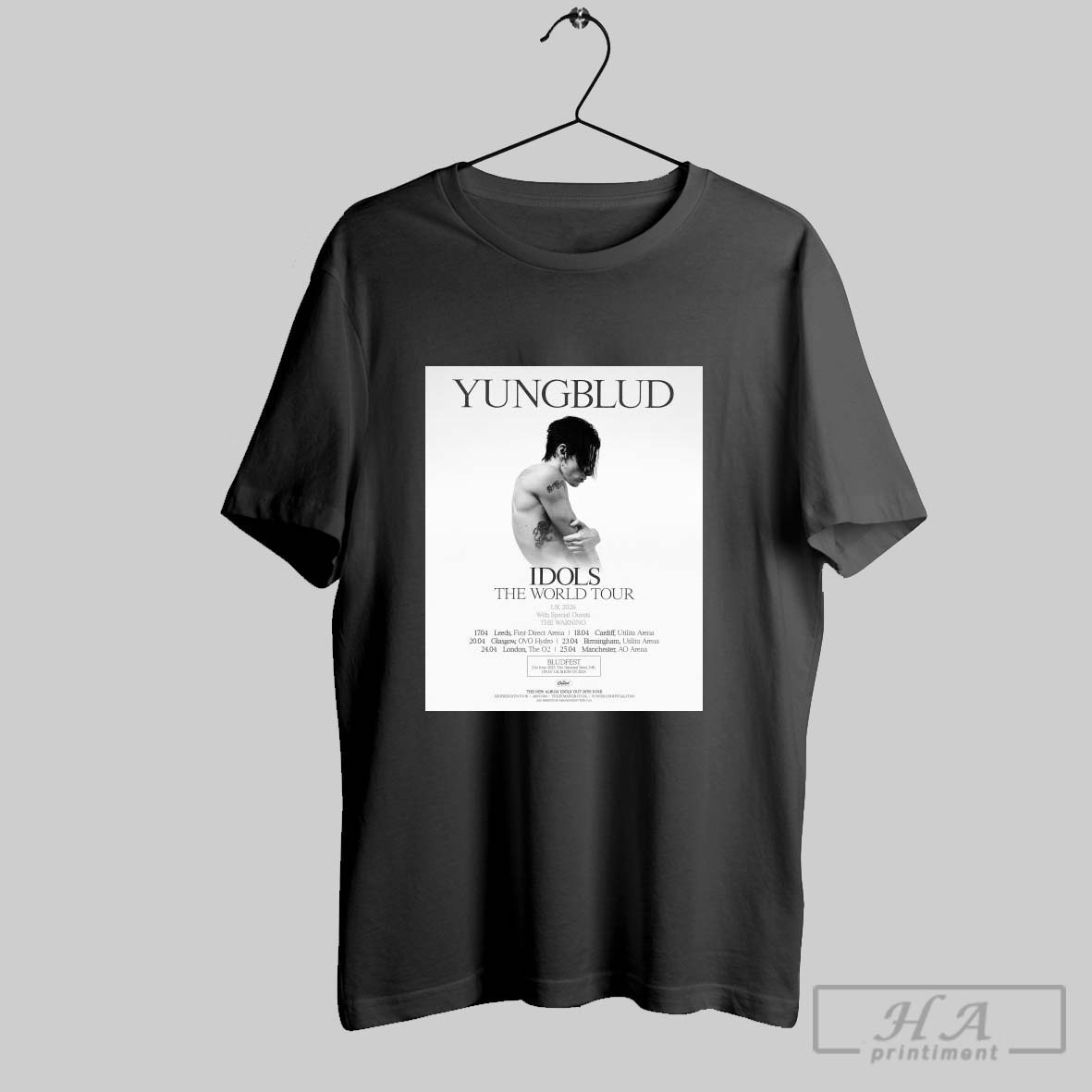 Official Poster Yungblud Idols The World Tour Uk 2026 With Special Guests The Warning April 17 25 T Shirt