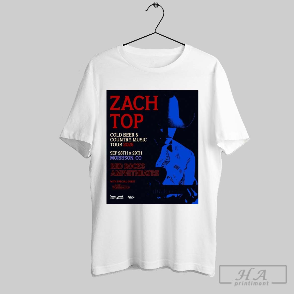 Official Poster Zach Top Cold Beer And Country Music Tour September 28th 29th 2025 Morrison Co Red Rocks Amphitheatre T Shirt