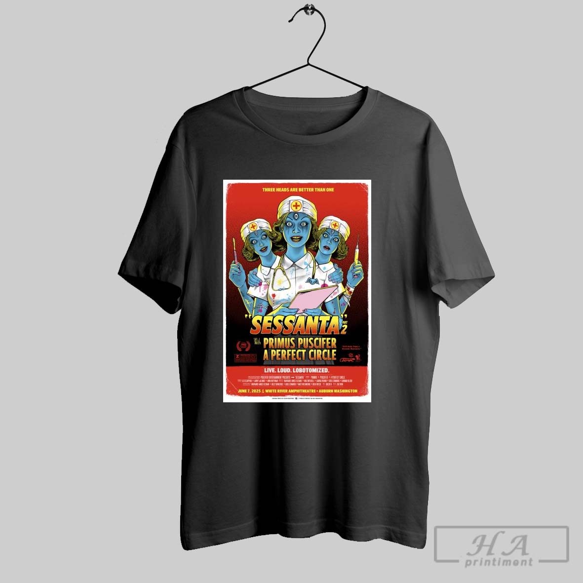 Official Sessanta Tour Poster Primus Puscifer A Perfect Circle White River Amphitheatre Auburn Wa June 7 2025 T Shirt
