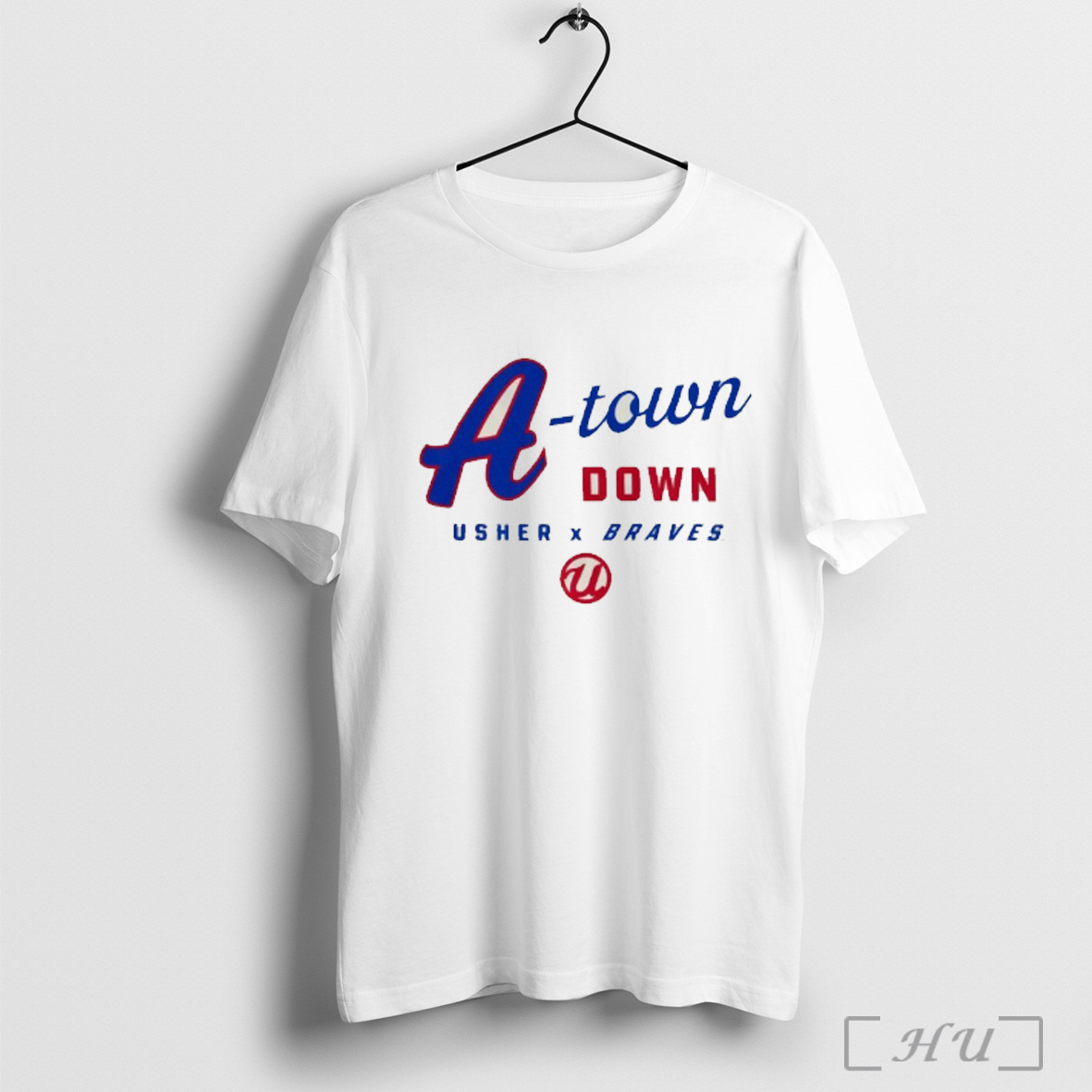Officials Atlanta Braves Usher X New Era Cream Full Chest Peace Up A Town T Shirt Sweatshirt