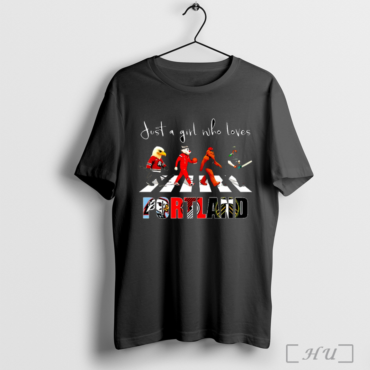 Officials Just A Girl Who Loves Portland Sport Teams Abbey Road Mascot T Shirt Sweatshirt