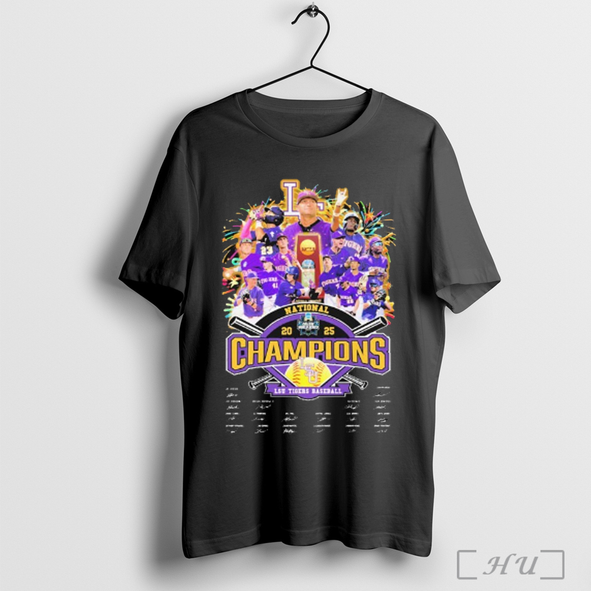 Officials Lsu Tigers 2025 Ncaa Baseball Mens College World Series National Champions Signatures T Shirt Sweatshirt