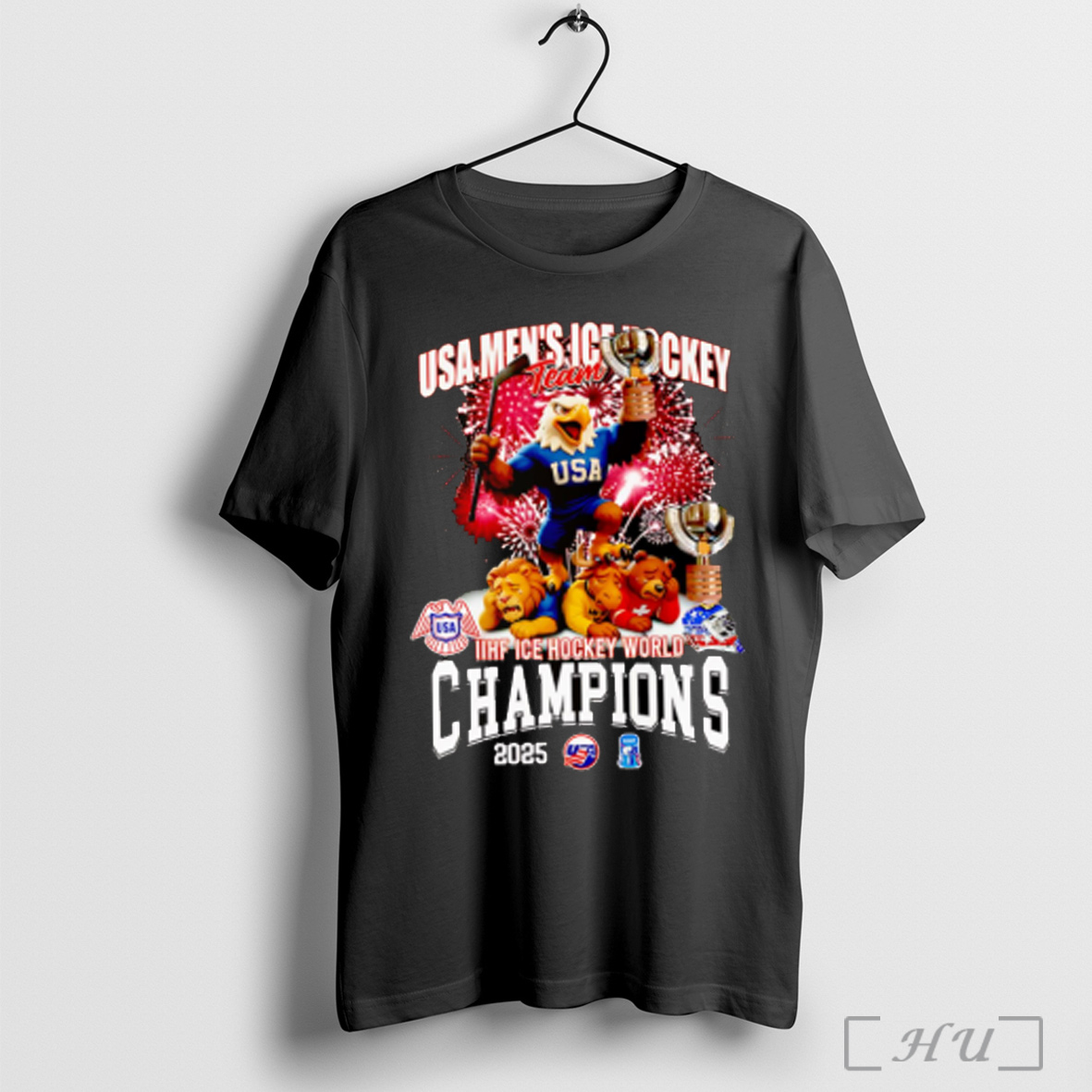 Officials Usa Mens Ice Hockey Team Iihf Ice Hockey World Champions 2025 Mascot T Shirt Sweatshirt