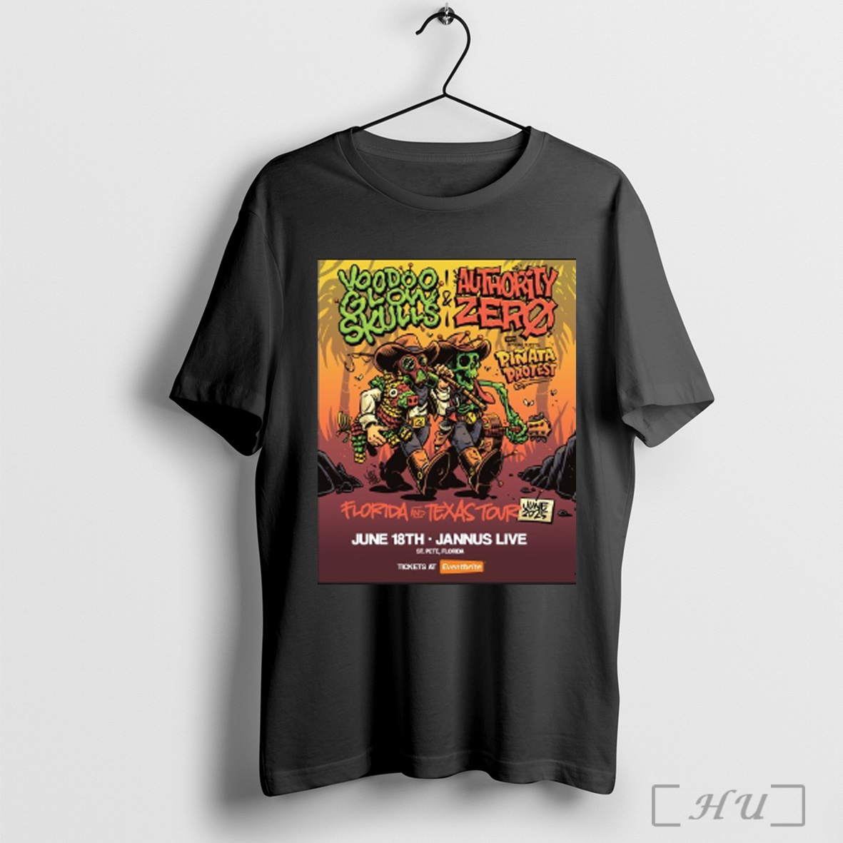 Officials Voodoo Glow Skulls Authority Zero Jun 18 2025 Jannus Live Cowboy Skeleton T Shirt Sweatshirt