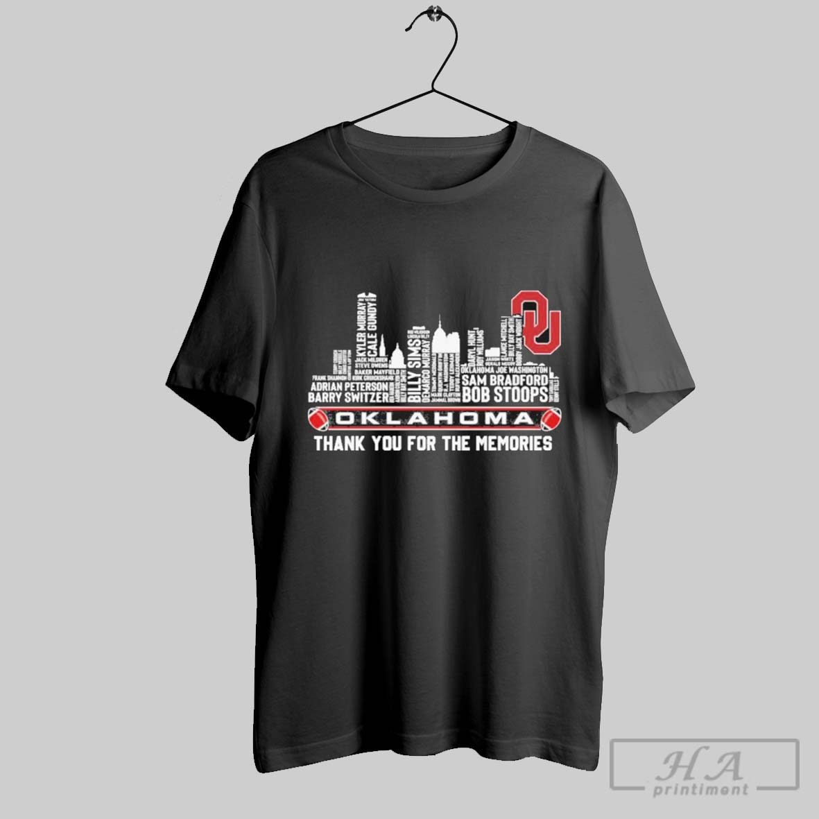 Oklahoma Sooners Skyline City Players Names Thank You For The Memories Unisex T Shirt