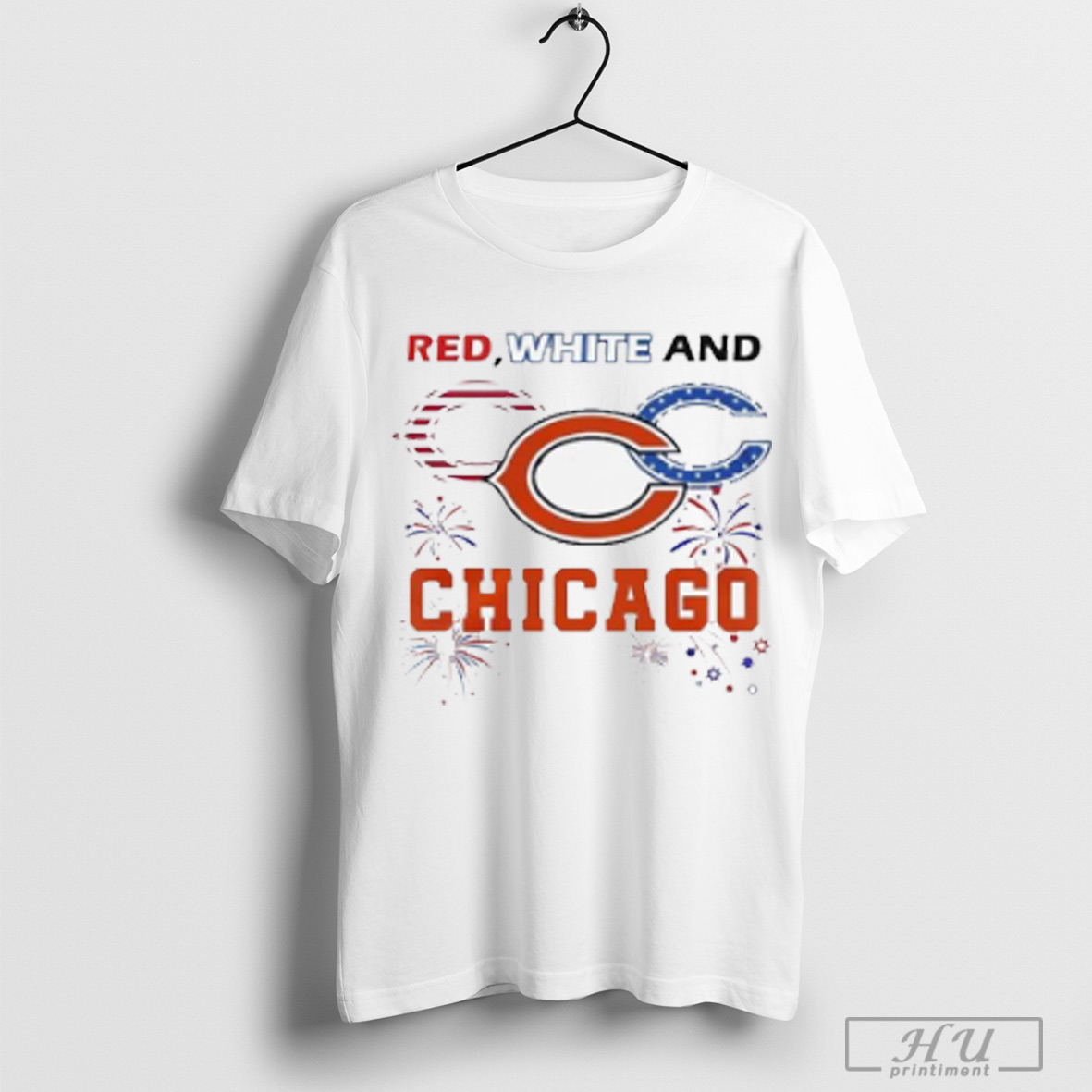 Red White And Chicago Bears 4th Of July Independence Day 2025 T Shirt Sweatshirt