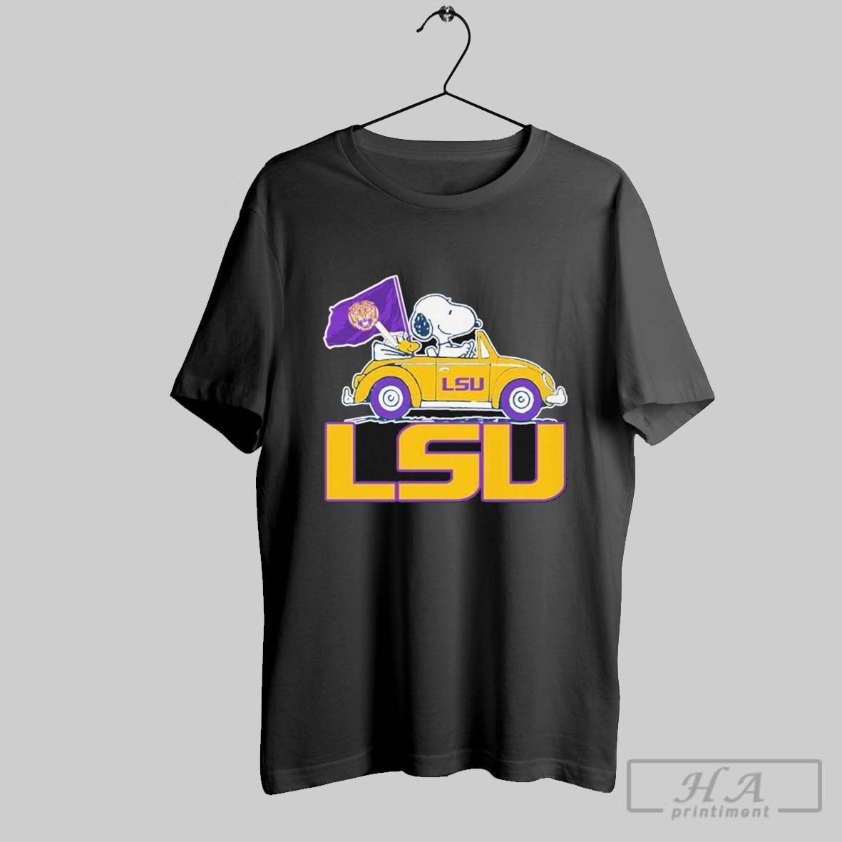 Snoopy And Woodstock The Peanuts Driving Car Lsu Tigers T Shirts