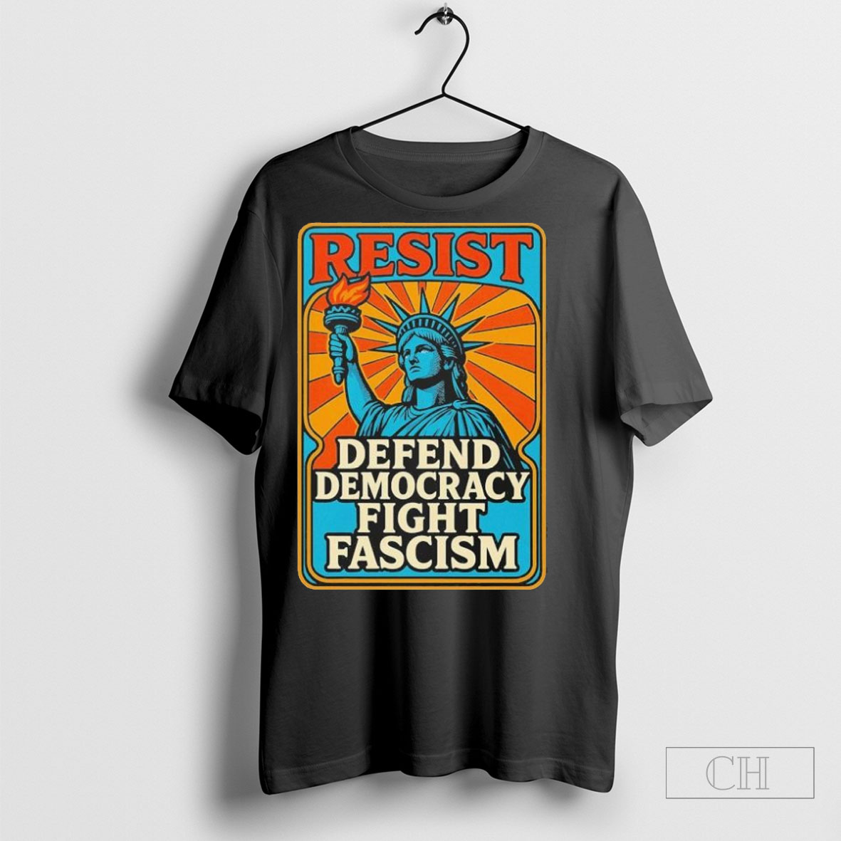 Statue Of Liberty Resist Defend Democracy Fight Fascism 2025 T Shirt