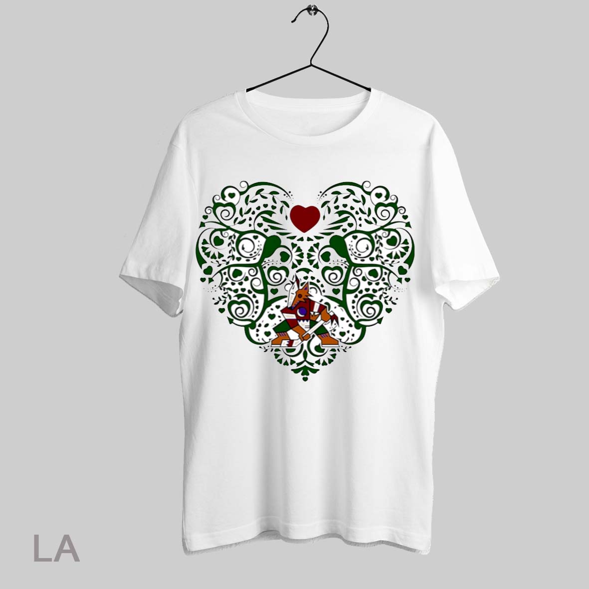 Top Arizona Coyotes Floral Pattern Heart Logo T Shirt Sweatshirt Hoodie Shirt