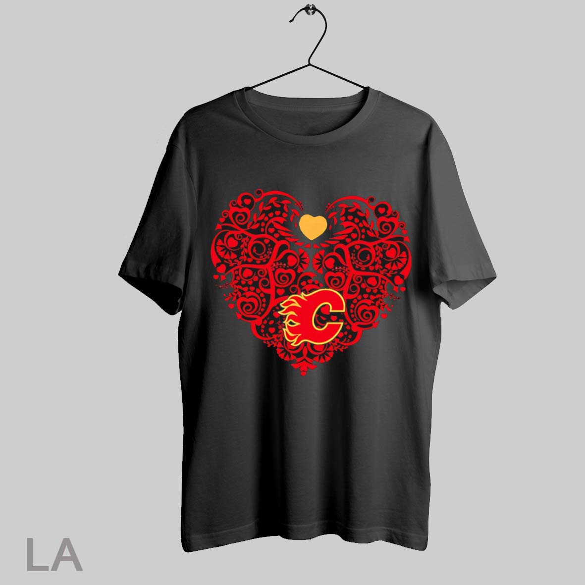 Top Calgary Flames Floral Pattern Heart Logo T Shirt Sweatshirt Hoodie Shirt