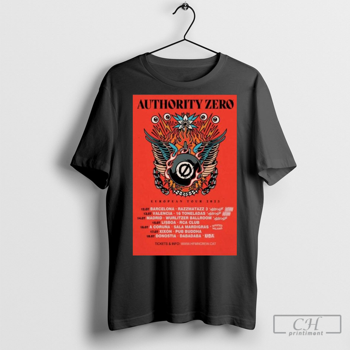 Authority Zero European 2025 Tour Poster T Shirt