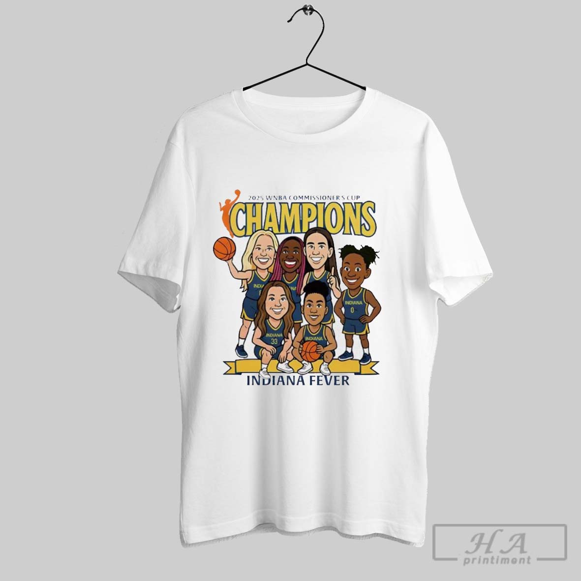 Indiana Fever Caricature 2025 Wnba Commissioners Cup Champions Shirt