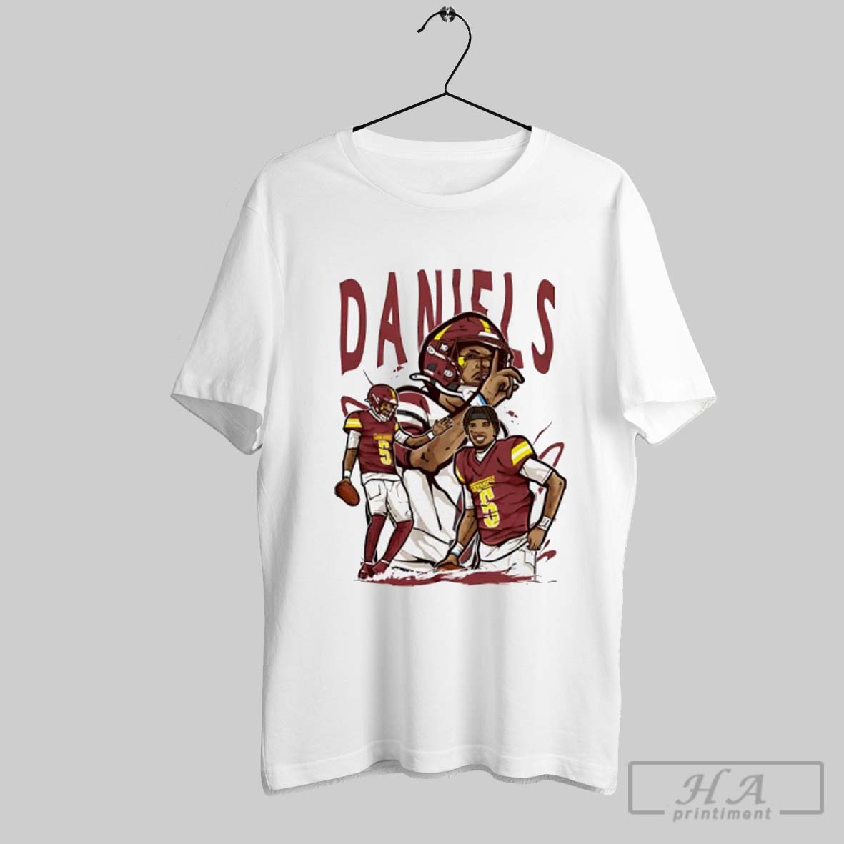 Jayden Daniels Washington Football Cartoon Shirt