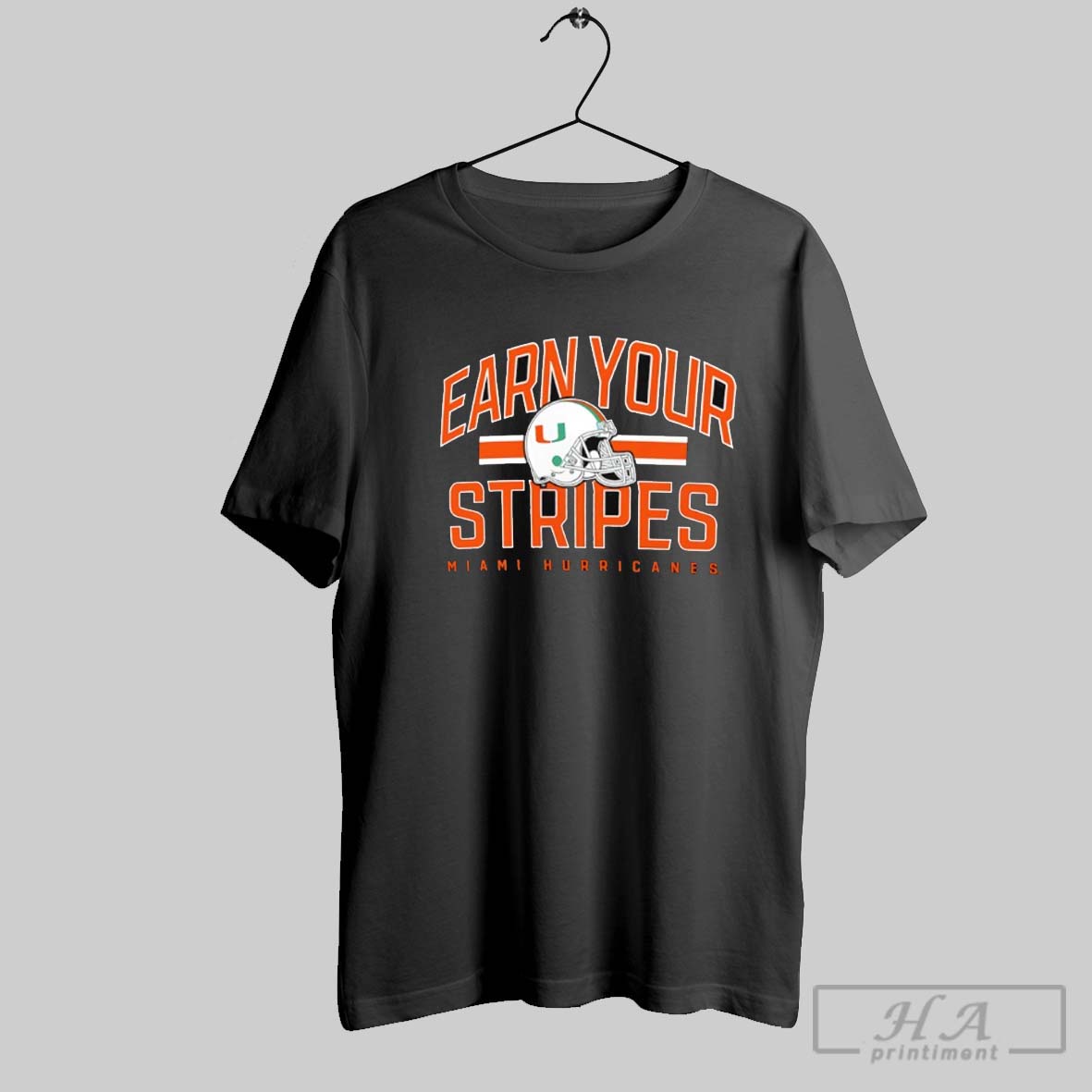 Miami Hurricanes Earn Your Stripes Helmet Shirt