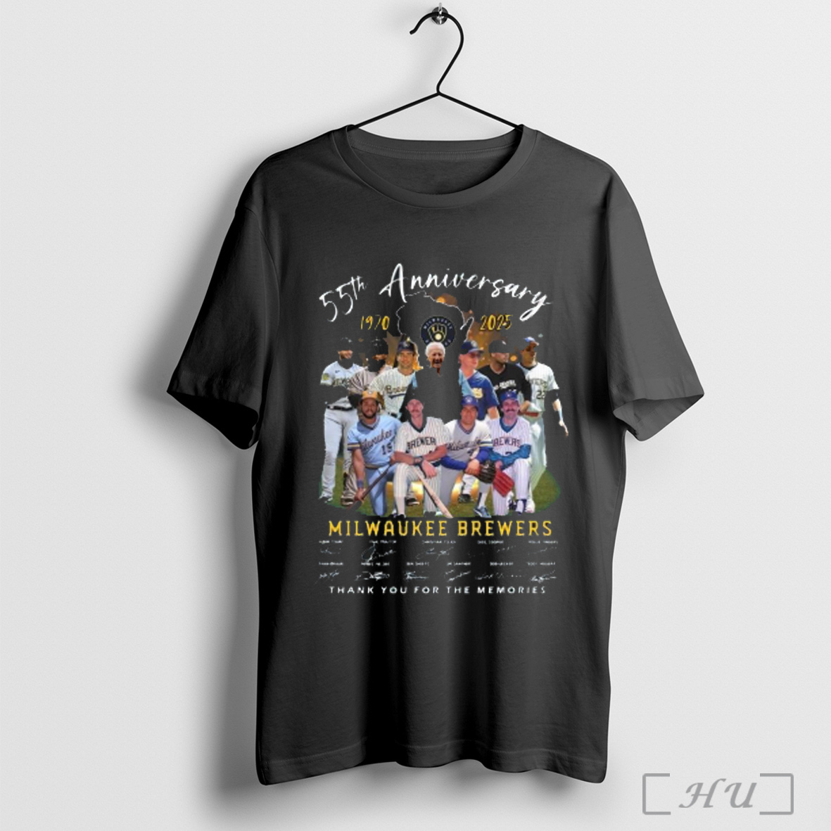 Milwaukee Brewers 55th Anniversary 1970 2025 Memories Signatures T Shirt Sweatshirt