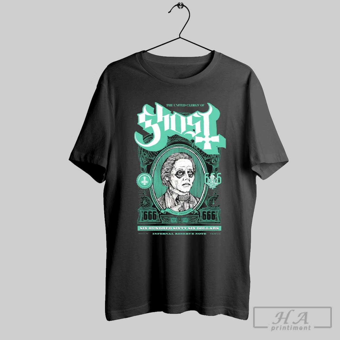 Official Ghost Band The United Clergy Of Ghost 666 Dollars Mummy Dust Shirt
