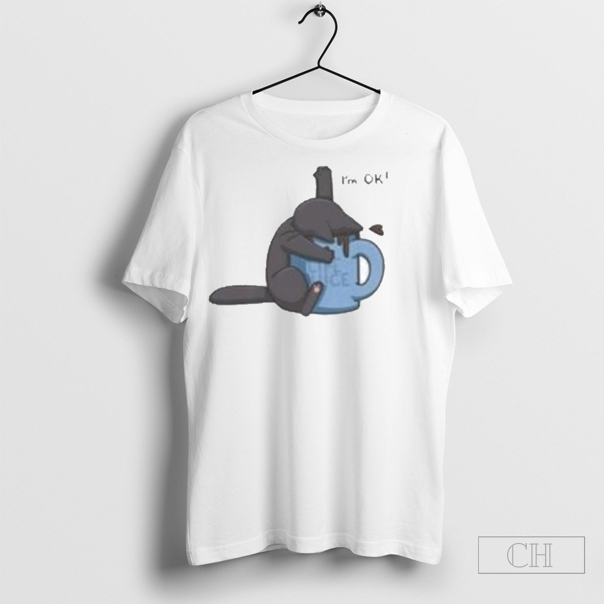 Official Life Juice Im Ok Funny Cat Drowning In Coffee Cup T Shirt