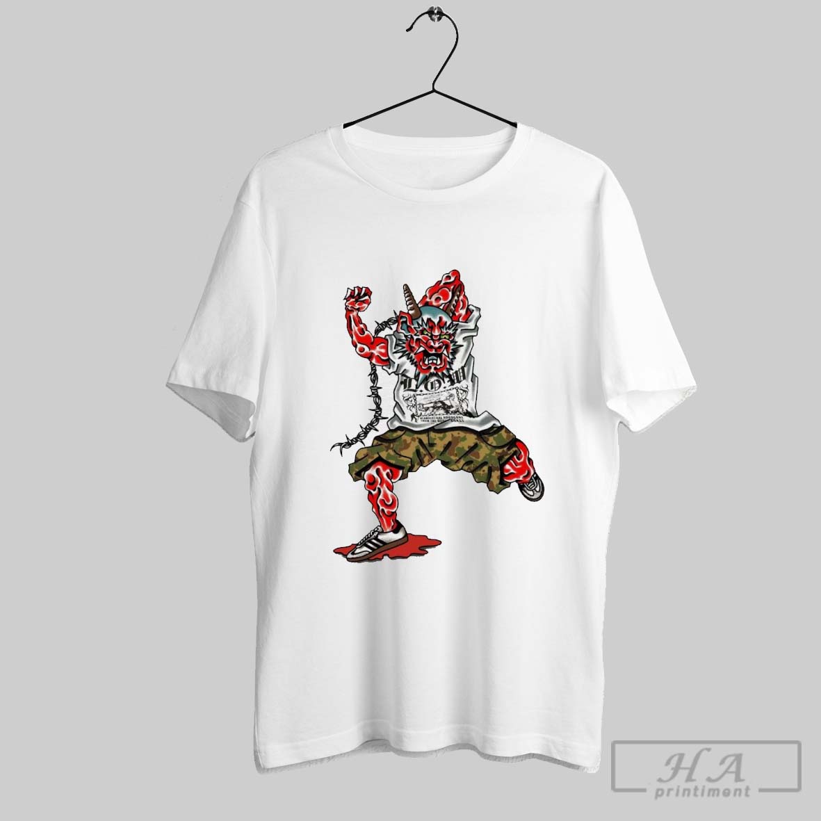 Official Mosh Demon Crowd Killing Tattoo Neanderthal Hardcore South Coast Music Fan Gear T Shirt