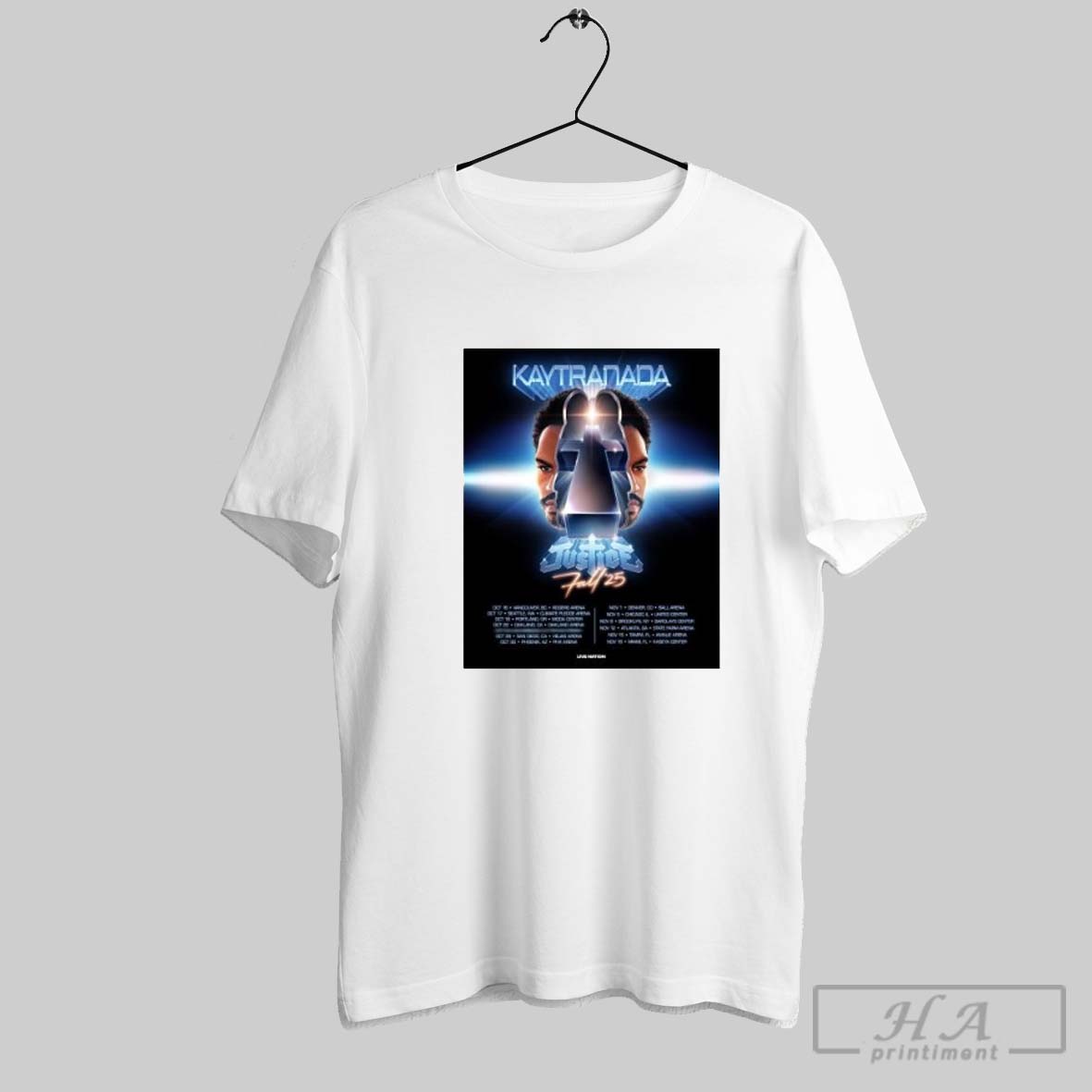 Official Poster Justice And Kaytranada Fall 2025 Coheadlining Arena Tour Vancouver Bc Rogers Arena October 16 Concert T Shirt