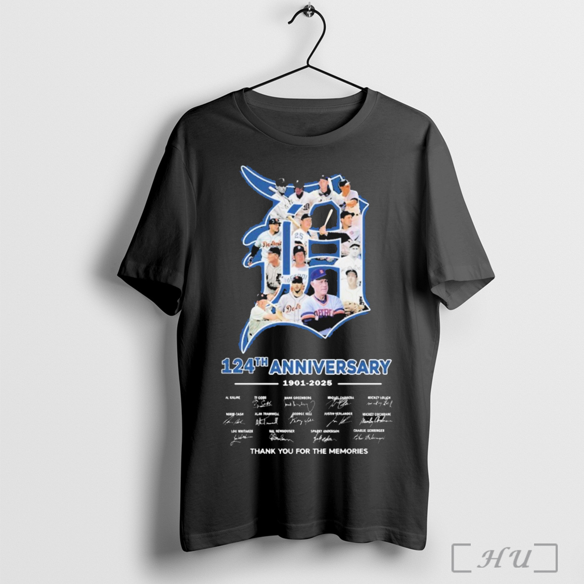 Officials Detroit Tigers 124th Anniversary 1901 2025 Signature Thank You For The Memories Unisex T Shirt Sweatshirt