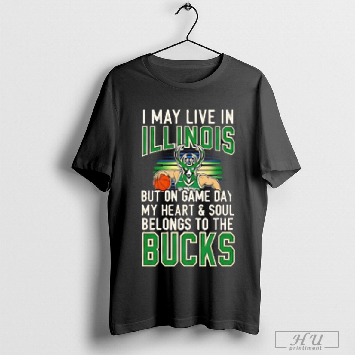 Officials I May Live In Illinois But On Game Day My Heart And Soul Belongs To The Milwaukee Bucks T Shirt Sweatshirt