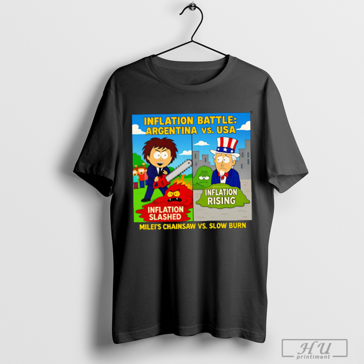 Officials Inflation Battle Argentina Vs Us Inflation Slashed Inflation Rising Mileis Chainsaw Vs Slow Burn T Shirt Sweatshirt