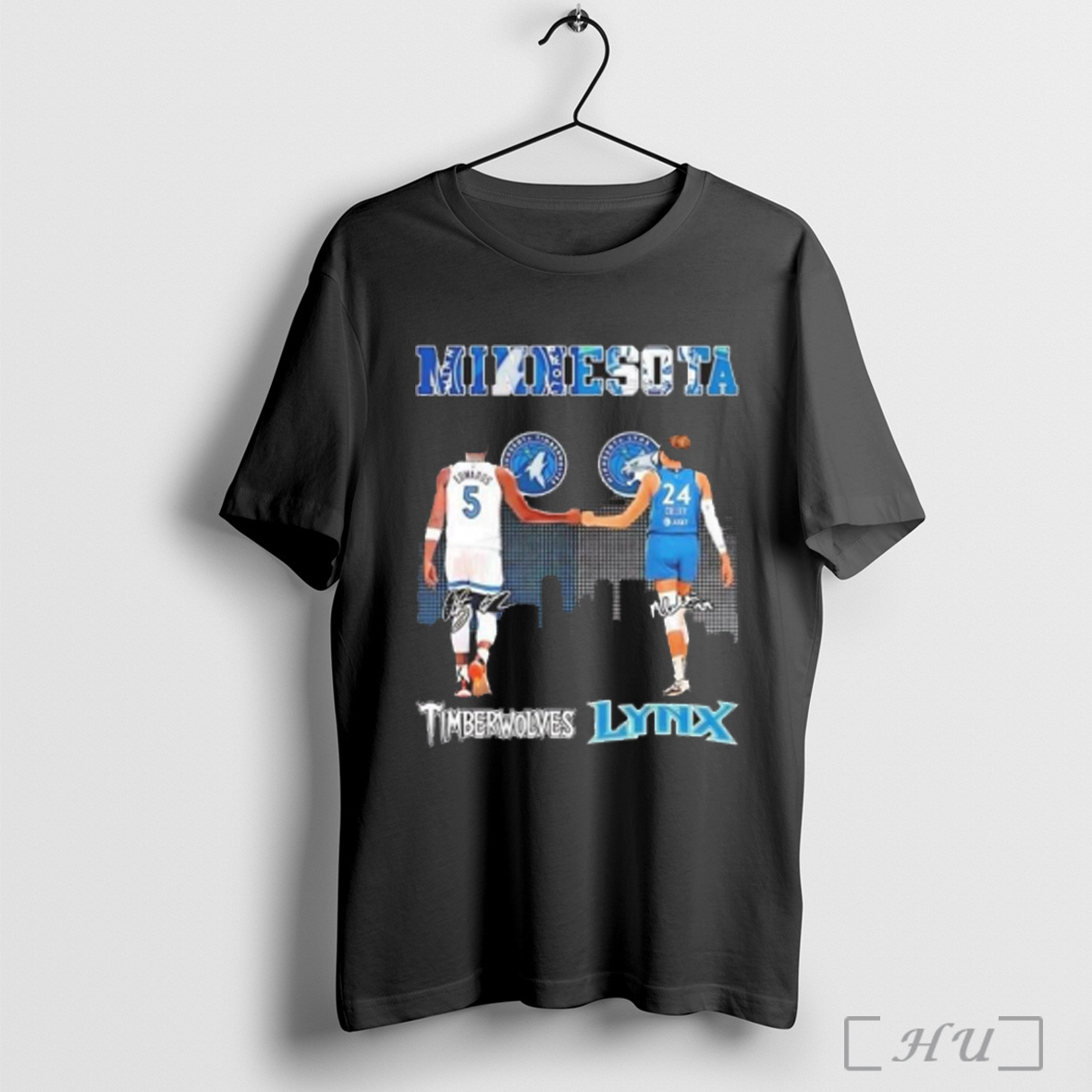 Officials Minnesota Timberwolves Edwards And Minnesota Lynx Napheesa Collier Skyline Signatures 2025 T Shirt Sweatshirt