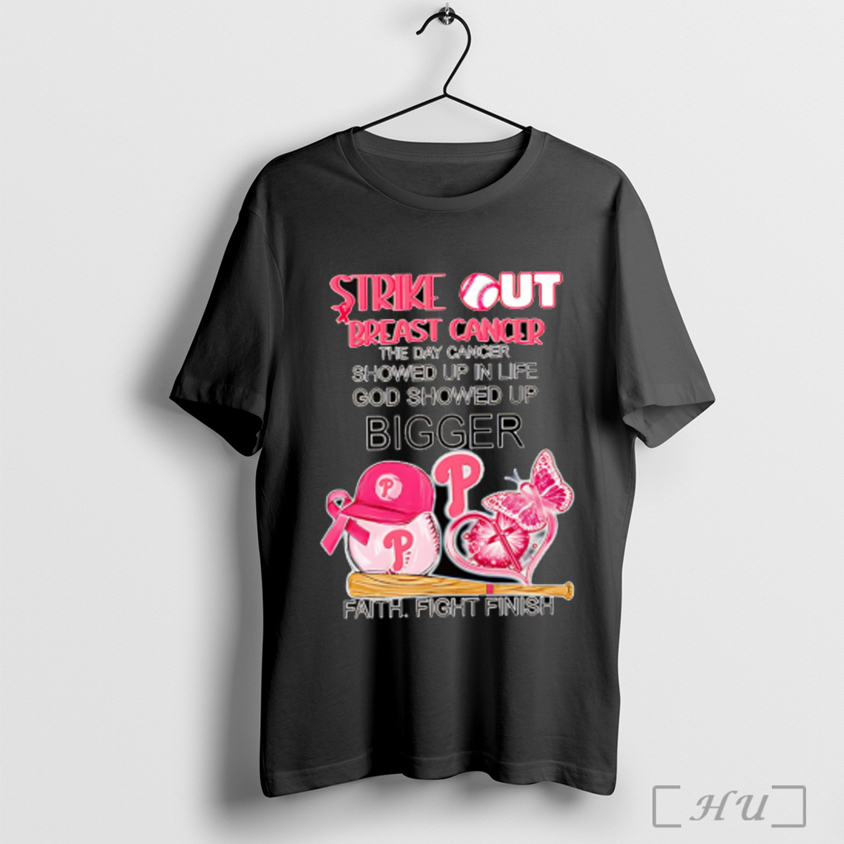 Officials Strike Out Breast Cancer The Day Cancer Showed Up In Life God Showed Up Bigger Philadelphia Phillies T Shirt Sweatshirt