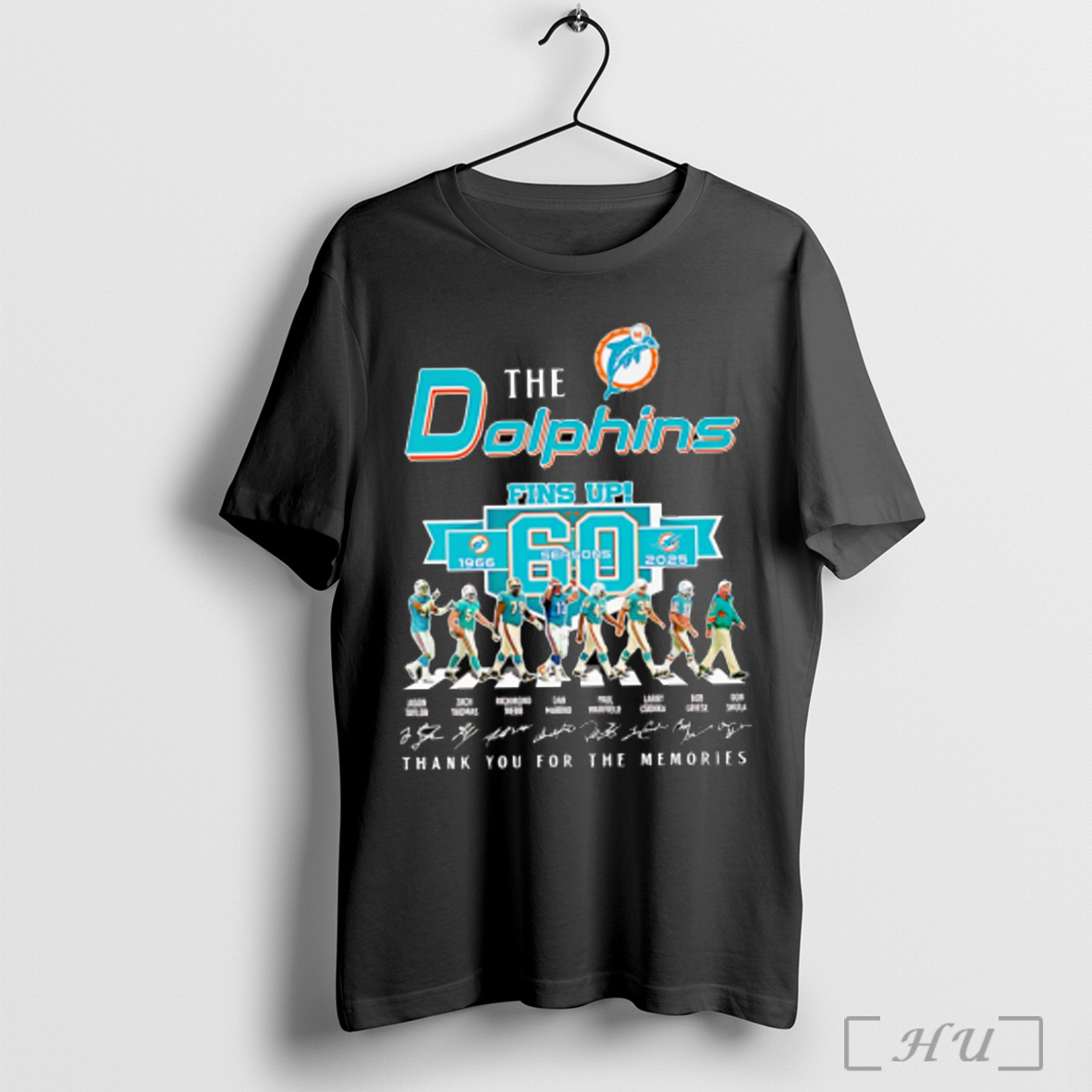 Officials The Dolphins Fins Up 60 Seasons 1966 2025 Thank You For The Memories T Shirt Sweatshirt