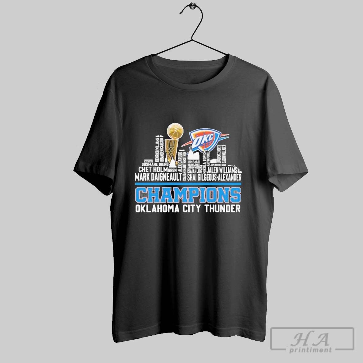 Original Oklahoma City Thunder Players Names Skyline 2025 Nba Final Champions Shirt