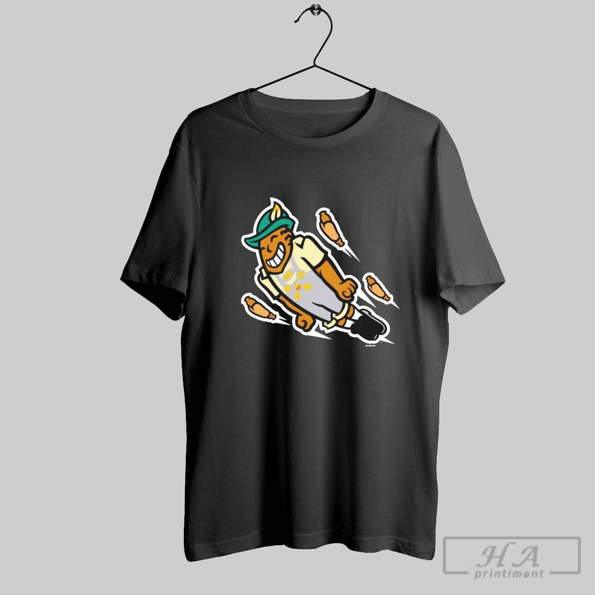Original Wisconsin Brats Bimm Ridder Military Green Flying Bratman T Shirt