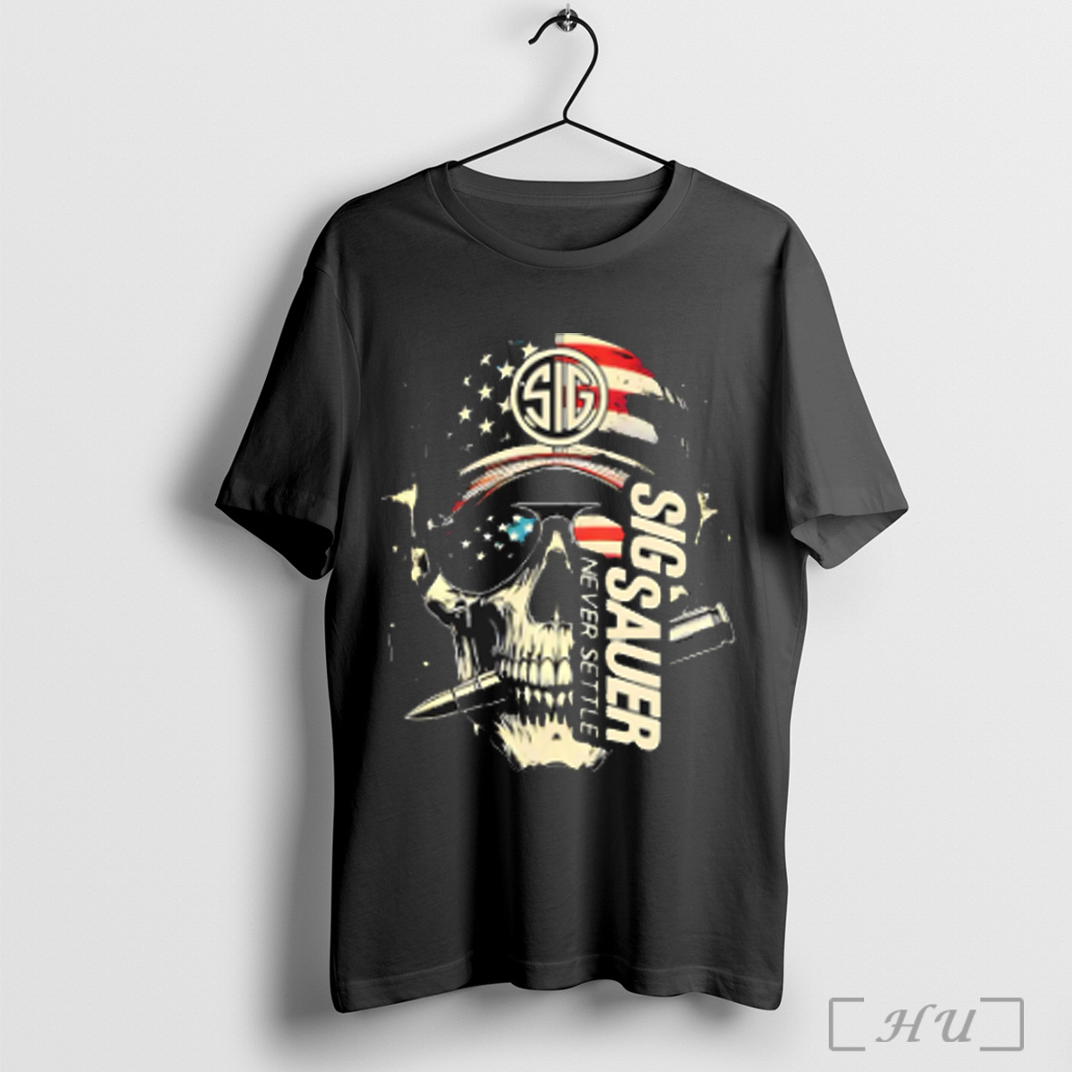 Skull Sig Sauer Never Settle T Shirt Sweatshirt