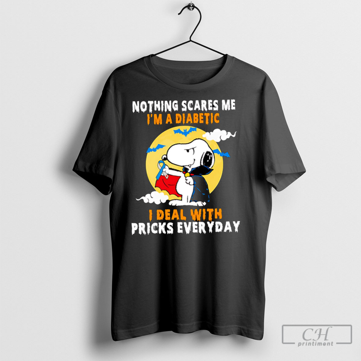 Snoopy Nothing Scares Me Im A Diabetic Tee Shirt Sweatshirt