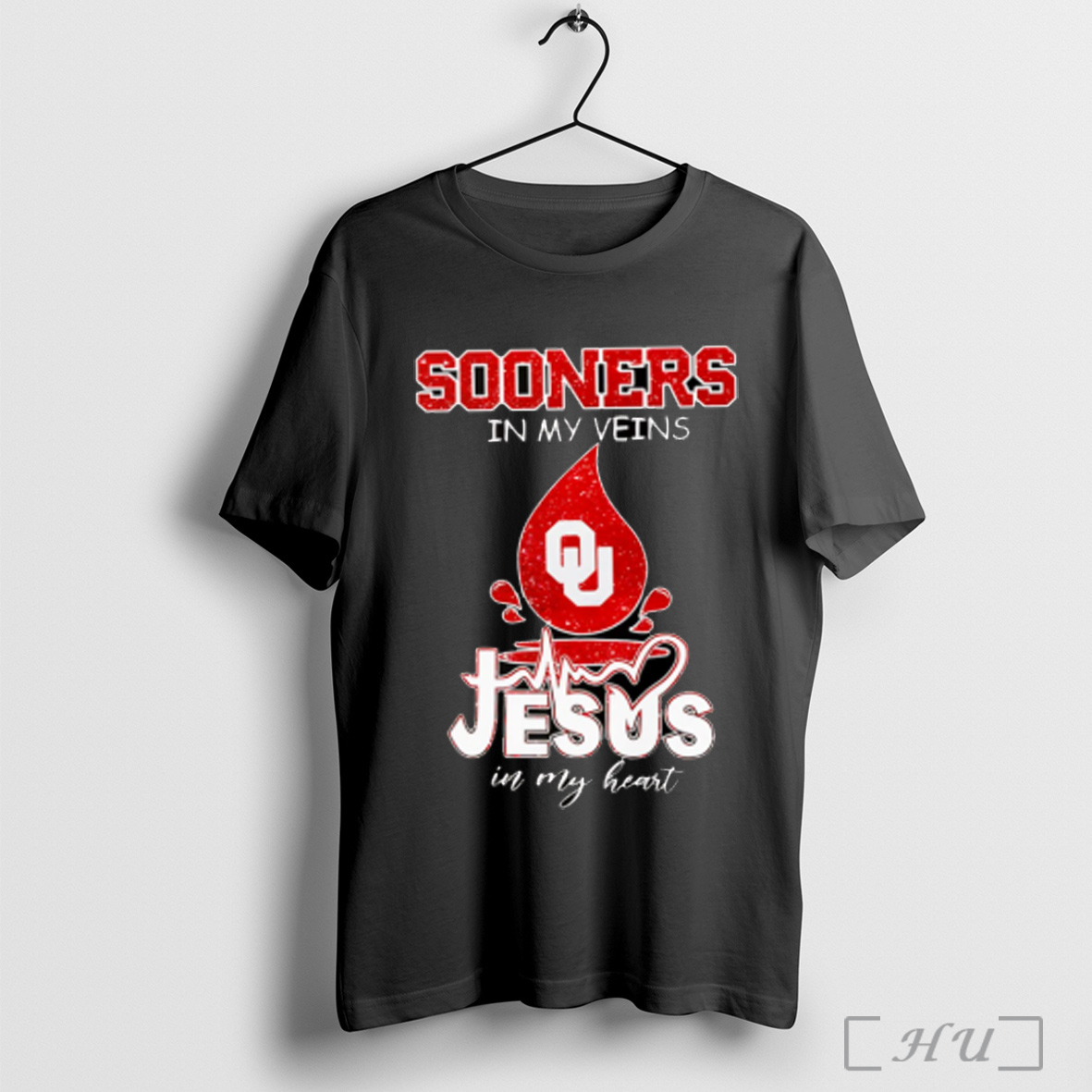 Sooners In My Veins Jesus In My Heart Diamond Blood T Shirt Sweatshirt
