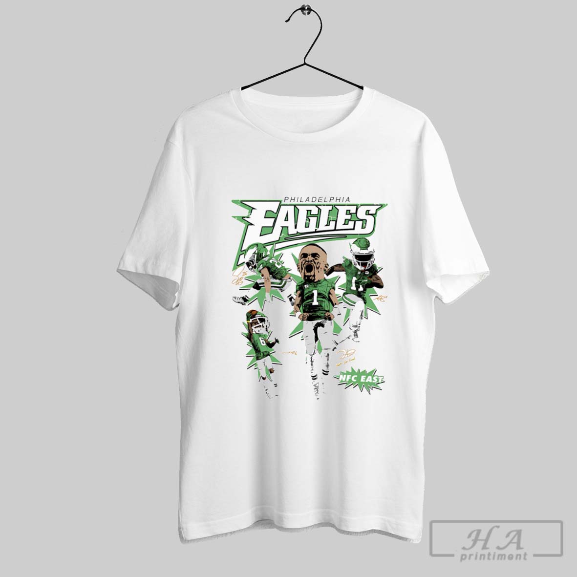 2025 Philadelphia Eagles Nfc East Jalen Hurts Devonta Smith And A J Brown Shirt Hoodie Sweater Longsleeve And V Neck T Shirt