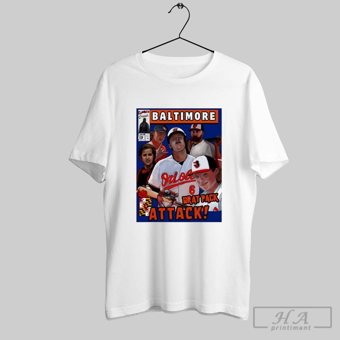 Baltimore Orioles Brat Pack Baseball Vintage Comic Style Fan Shirt
