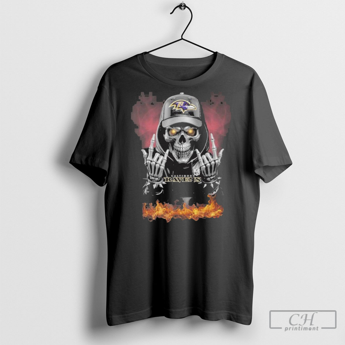 Baltimore Ravens Skull Hand Fire Shirt
