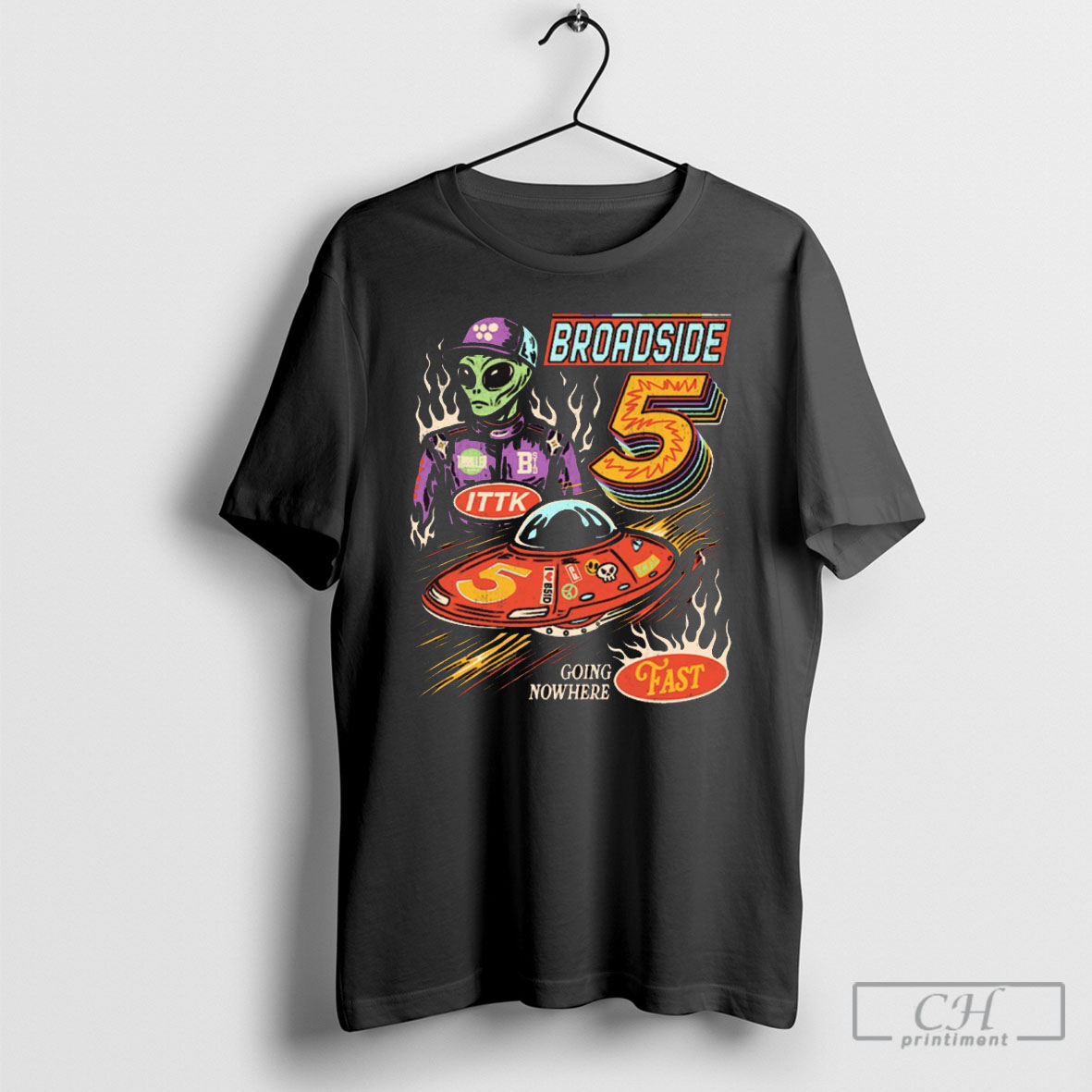 Broadside 5 Going Nowhere Fast Nas Star Alien Racing Painting Tee Shirt Sweatshirt