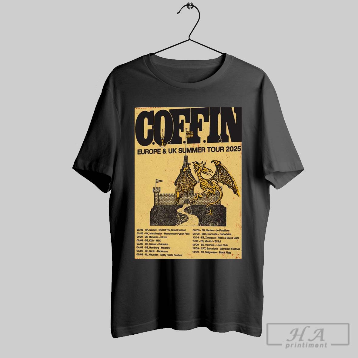 Coffin Tour Poster At Various Venues In Europe And Uk On Summer Dates 2025 Europe And Uk Summer Tour Medieval Castle And Dragon Artwork Home Decor Poster Canvas