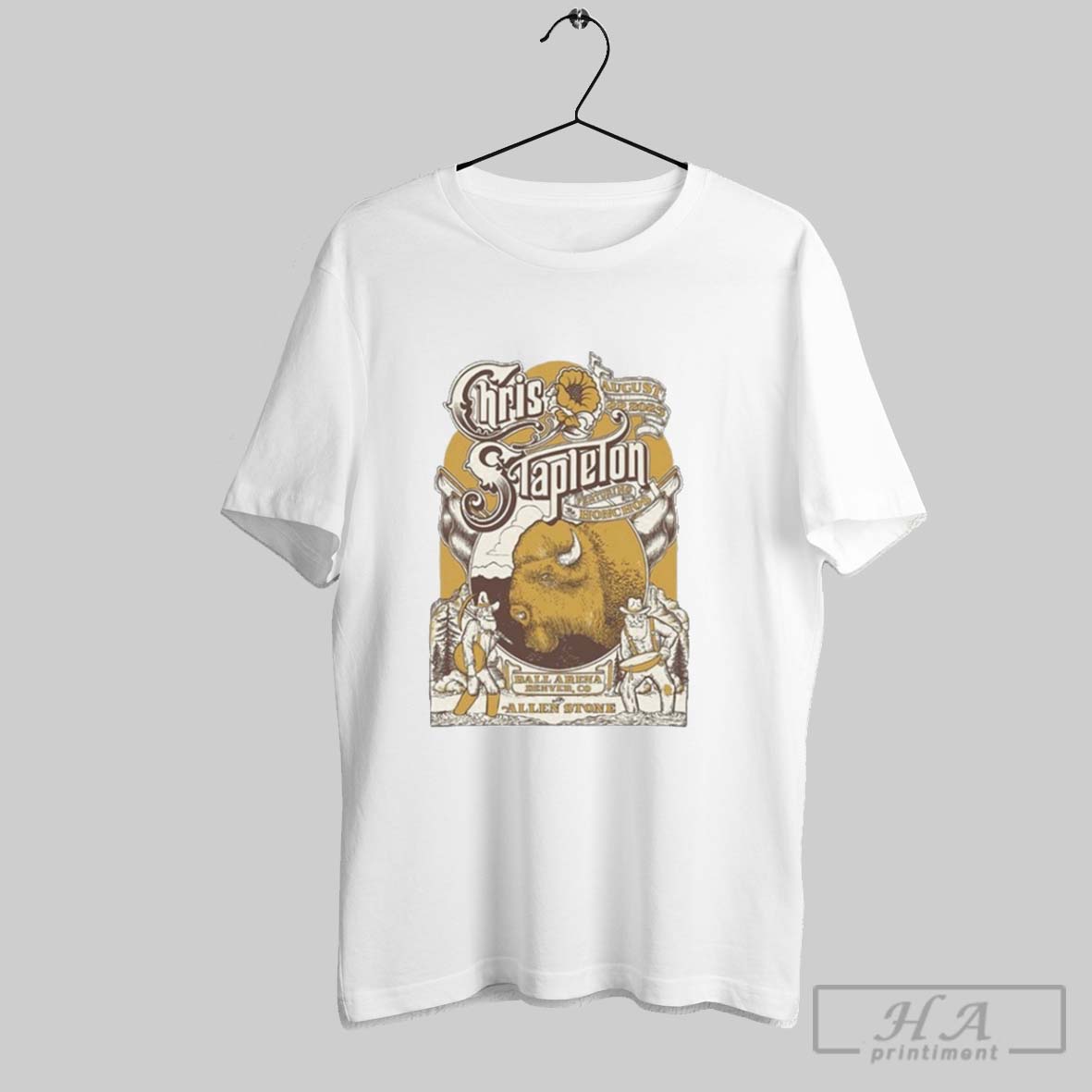 Chris Stapleton Aug 22 2025 Ball Arena In Denver Co Buffalo Bison T Shirts