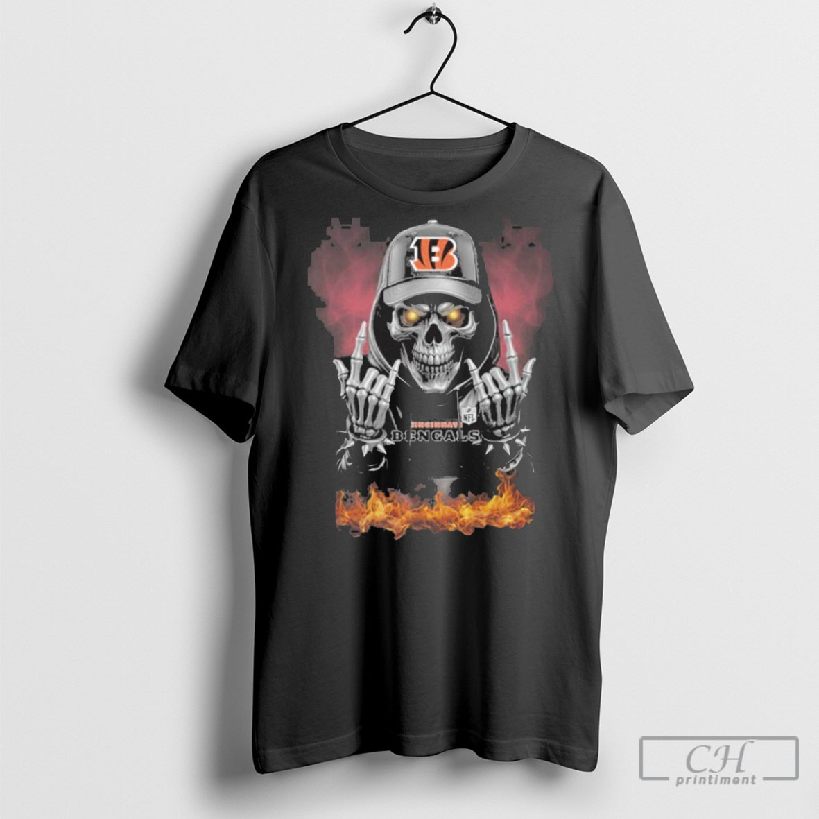 Cincinnati Bengals Skull Hand Fire Shirt