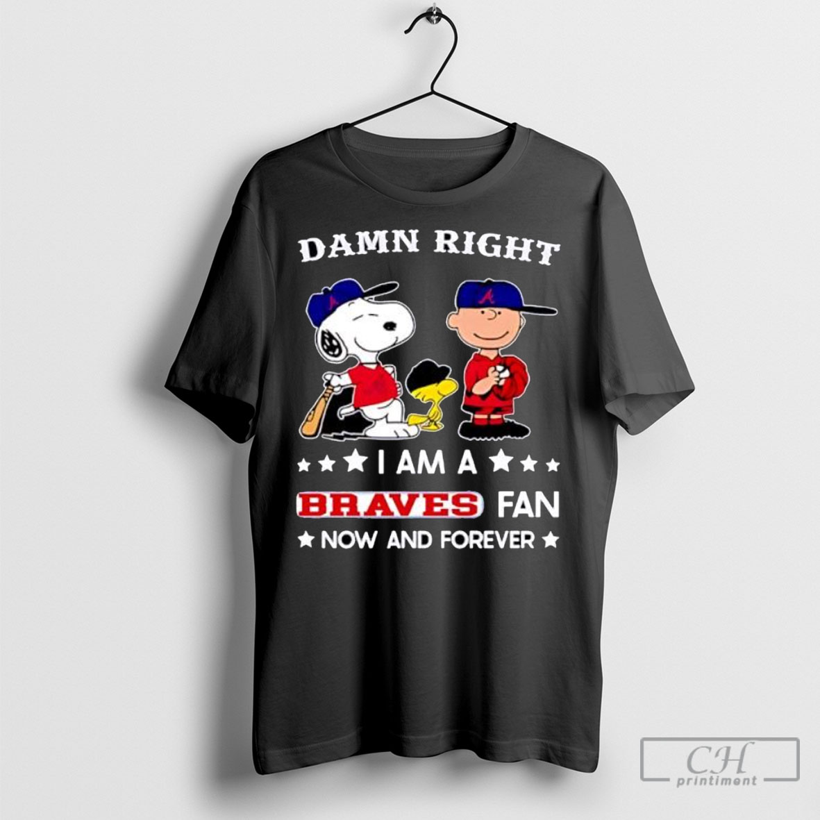 Damn Right I Am A Braves Fan Now And Forever Snoopy And Charlie Brown Shirts Hoodie