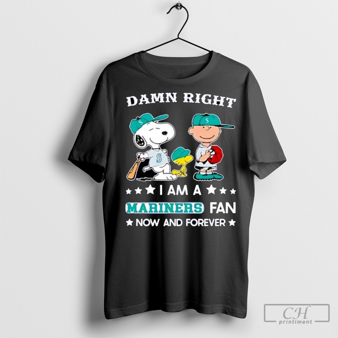 Damn Right I Am A Mariners Fan Now And Forever Snoopy And Charlie Brown Shirts Hoodie