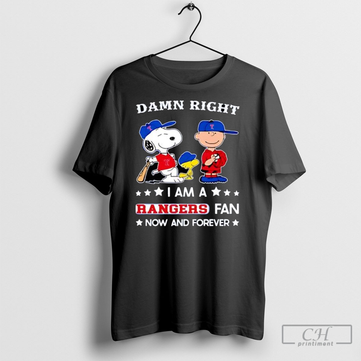 Damn Right I Am A Rangers Fan Now And Forever Snoopy And Charlie Brown Shirts Hoodie