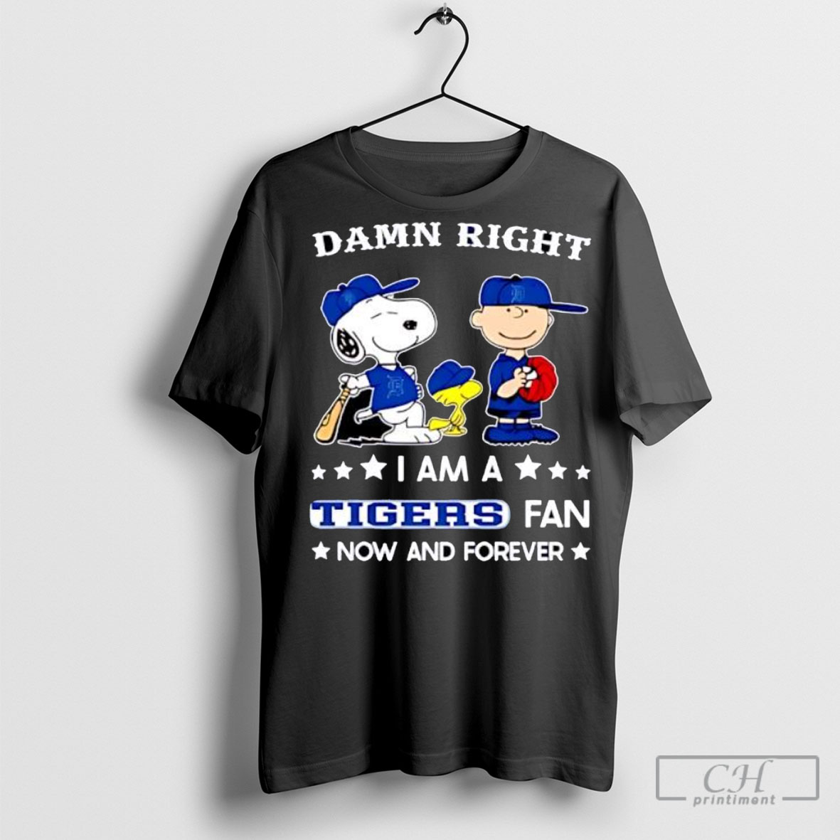 Damn Right I Am A Tigers Fan Now And Forever Snoopy And Charlie Brown Shirts Hoodie